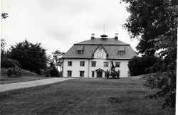 Huvudbyggnaden vid Villingsbergs herrgård med kanoner på var sida om infartsvägen - klicka för att förstora