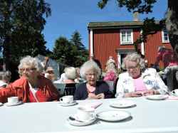 Tre damer fr. v. Elisabeth Hjalmarsson, Greta Persson och Birgitta Blomqvist har k�pt var sin kaffelott som de �ppnar med sp�nning.  Platsen �r H�gan den 14 juni 2016 d� R�dakorskretsen hade �rets  pension�rsinbjudan. - klicka f�r att f�rstora